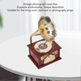 thumbnail image 3 of Boîte à musique gramophone exquise mécanique rétro boîte à musique figurines pour la décoration de table de bureau à la maison Gramophone marron, 3 of 4