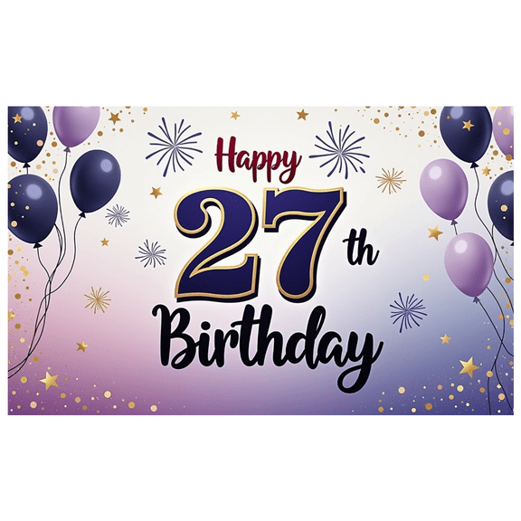 Purple Balloons Happy Birthday Banner Colorful Decoration Birthday Party Milestone Birthday for Adult Celebration Indoor Decor Photo Shoot