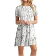 thumbnail image 1 of Robe Mini pour Femmes 2023 Été Décontractée à Manches Courtes Mignonne à Col Rond Robe Fluide à Imprimé Floral Ample Robe T-Shirt de Plage, 1 of 5