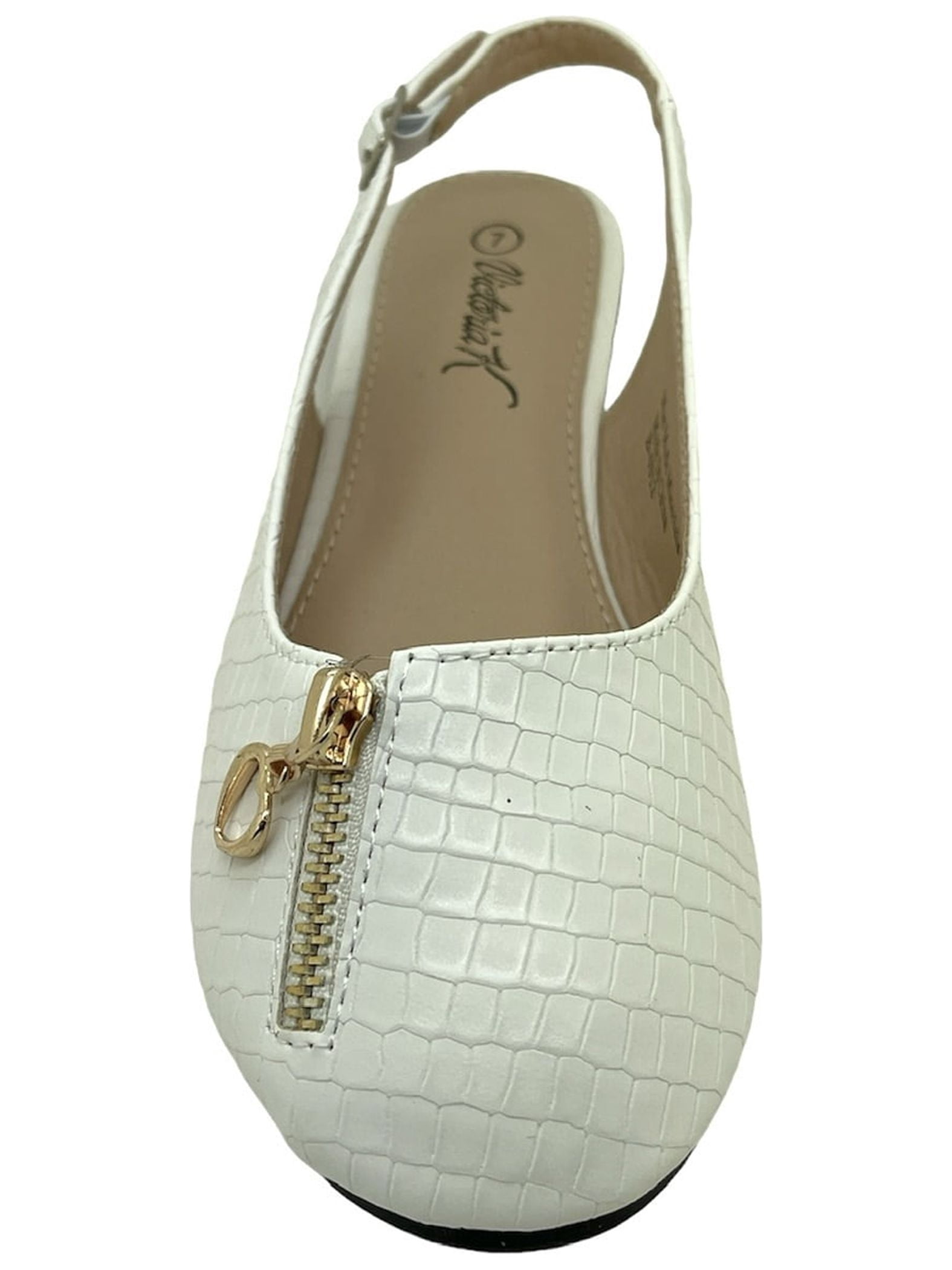 Women Fashion Comfort Opened Side Flats W/Mock Front Zipper.