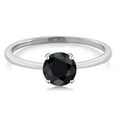 thumbnail image 2 of Gem Stone King 10K White Gold Black Sapphire Solitaire Engagement Ring for Women (1.15 Cttw, Round 6MM, Gemstone September Birthstone, Size 5), 2 of 5