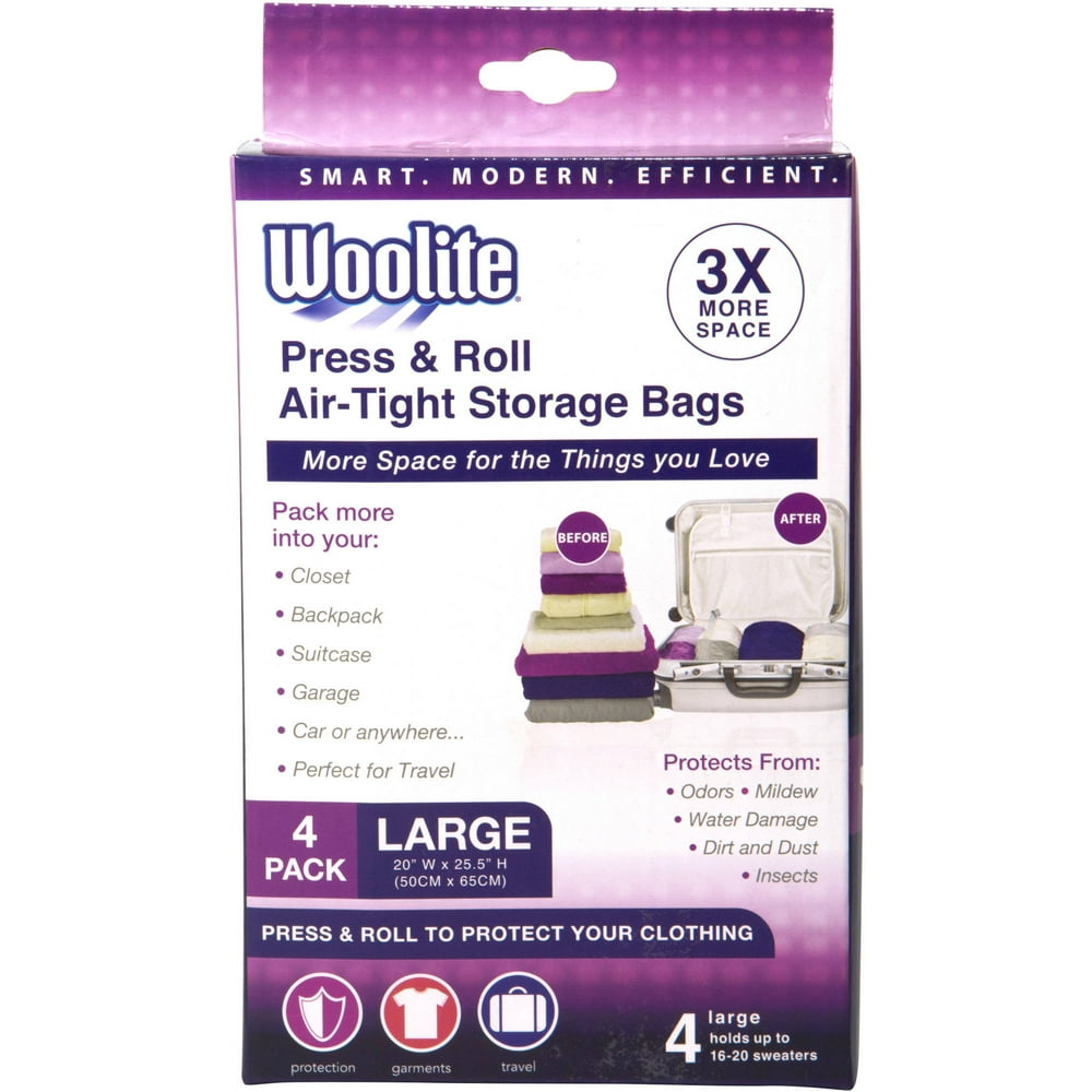Woolite's 4 Piece AirTight Hand Roll Vacuum Storage Bags