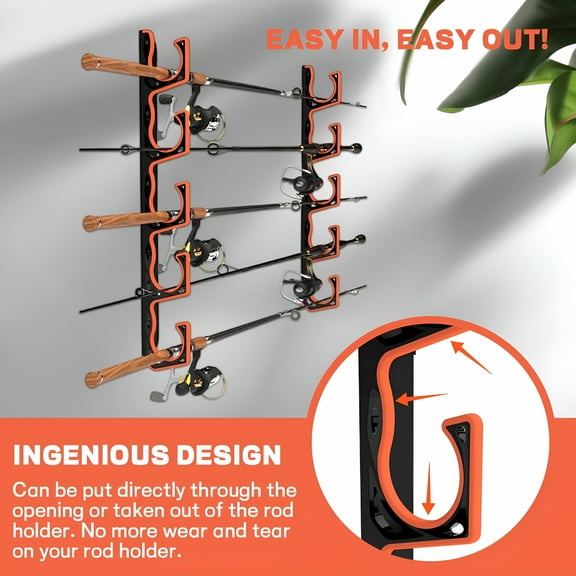 LAMIRO Horizontal Fishing Rod/Pole Holders for Garage, Wall or Ceiling Mounted Fishing Rod Rack, Aluminum Fishing Holder Holds up to 5/10/20 Rod or Combos or Nets Storage Racks