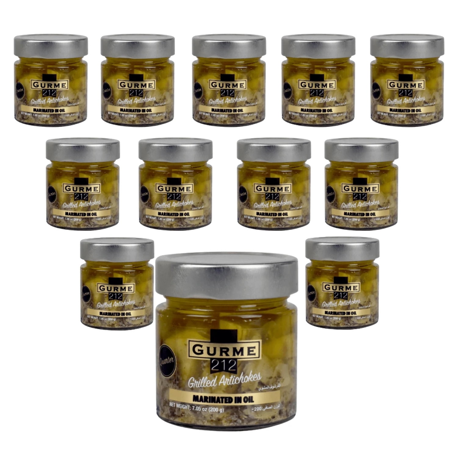 Gourmet212 Grilled Artichokes Marinated In Oil 7.05oz (12 Pack), Glass