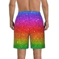 thumbnail image 3 of Disketp Men'S Swim Trunks Hawaiian Breathable Surf Beach Swimsuits Mesh Lining Beach Shorts With Pockets-Rainbow Glitter, 3 of 9