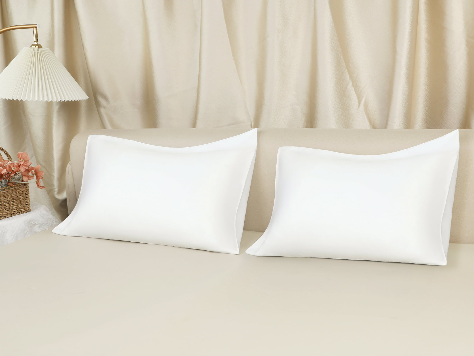 Unique Bargains Satin Pillow Case Cooling Pillowcases with Envelope Closure Queen White