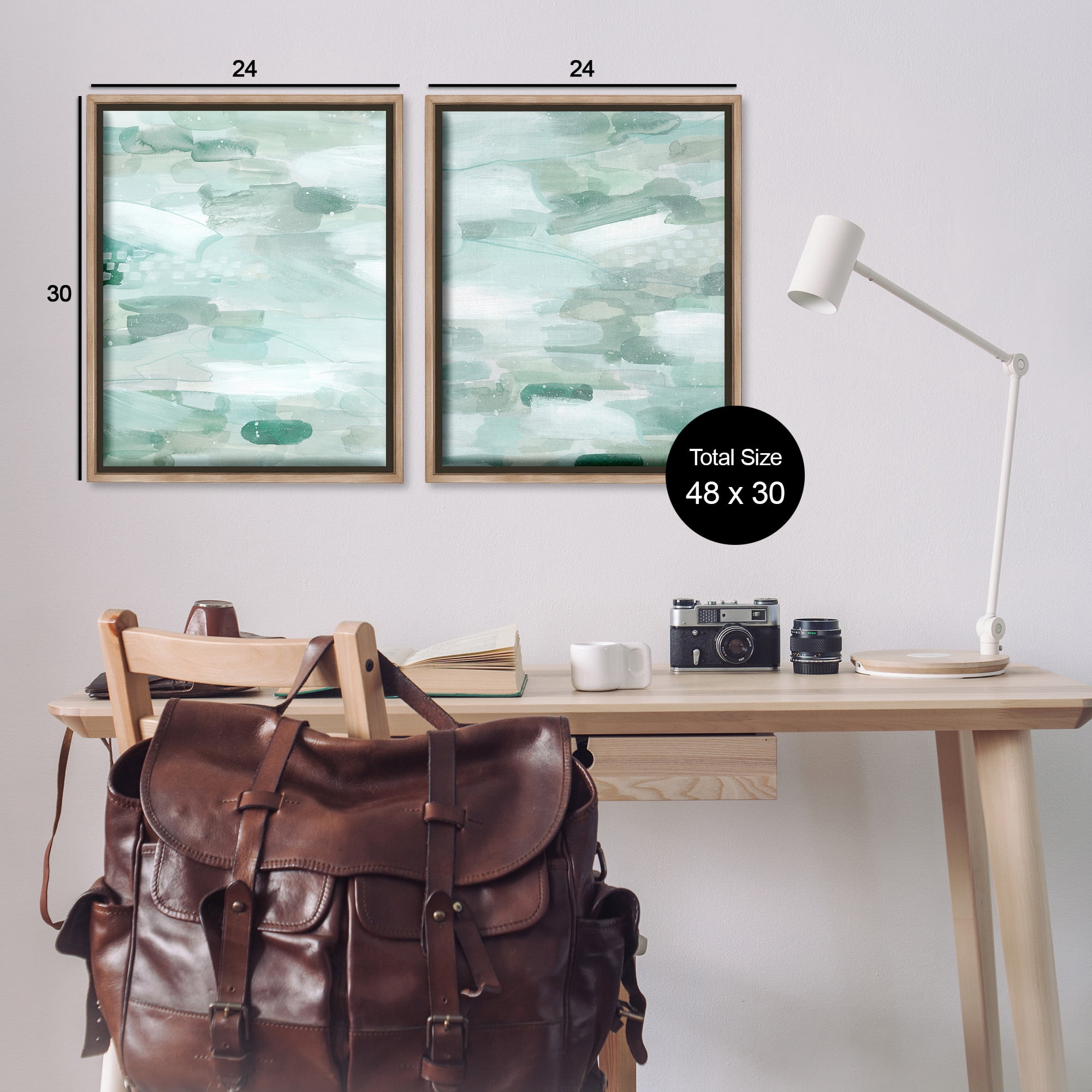 Stupell Industries Beachy Abstract Pattern Abstract Painting Brown Floater Framed Canvas Art Print Wall Art, 25 x 31, Set of 2