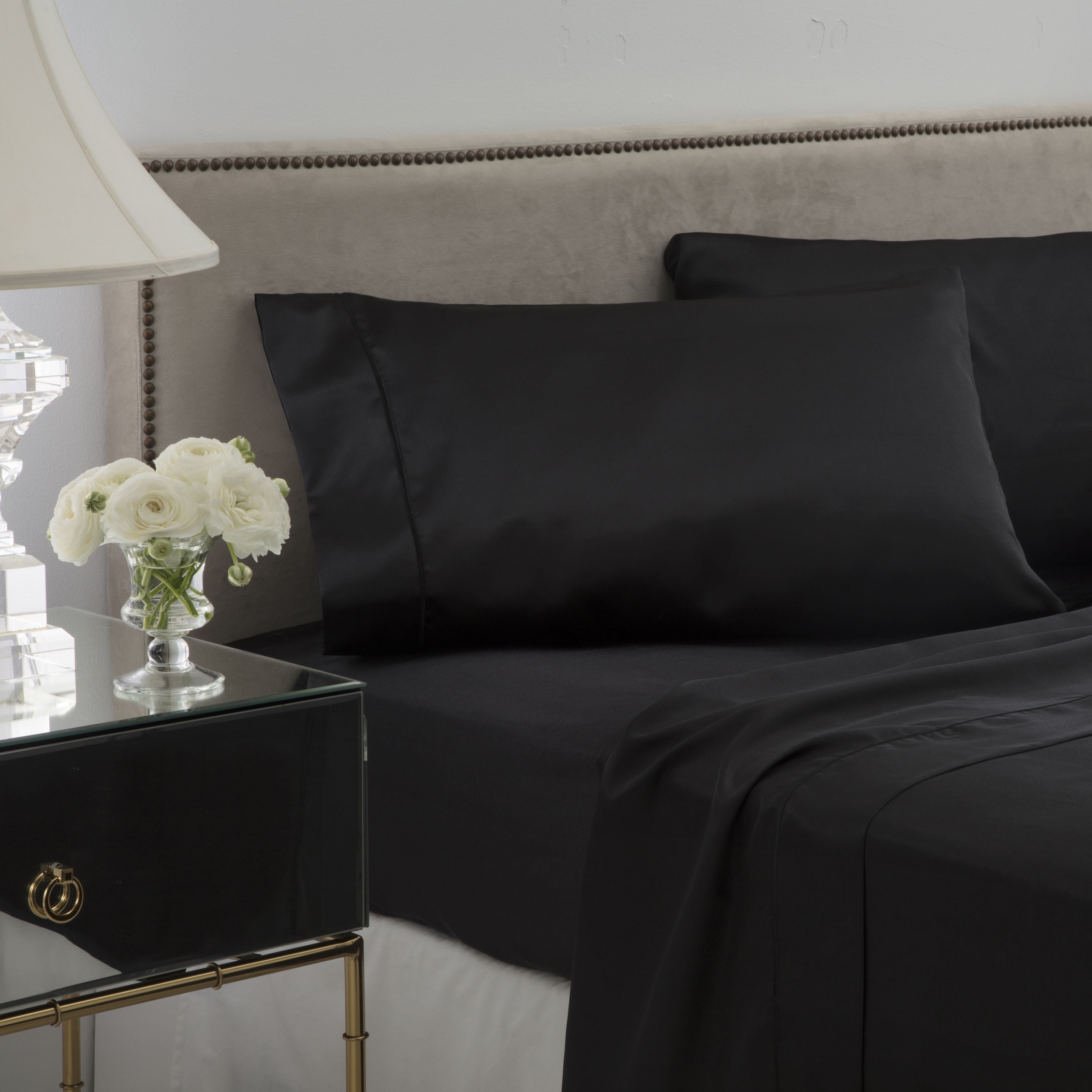 Seduction Satin Solid Queen Black Sheet Set - Walmart.com