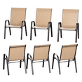 thumbnail image 2 of ELPOSUN Patio Chairs Set of 6, Outdoor Stackable Dining Chairs for All Weather, Breathable Garden Outdoor Furniture for Backyard Deck, Khaki, 2 of 5