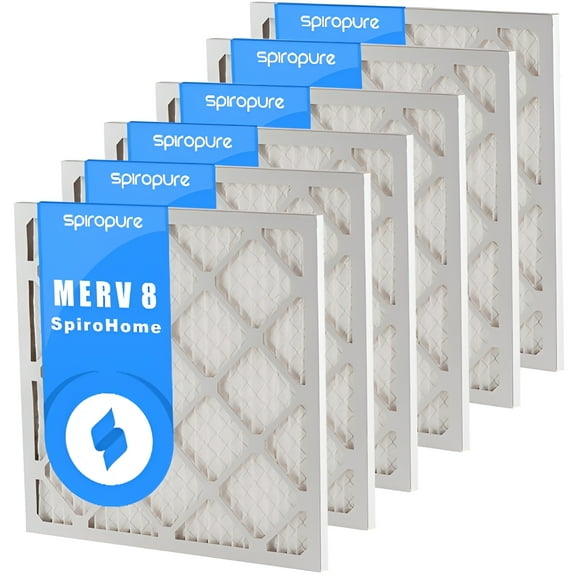 SpiroPure 12X30X1 MERV 8 Pleated Air Filters - Made in USA (6 Pack)