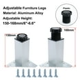 thumbnail image 4 of 6 Inch Furniture Legs Aluminium Alloy Adjustable Feet Cabinet Shelves Leg Height Replacement 5pcs, 4 of 7