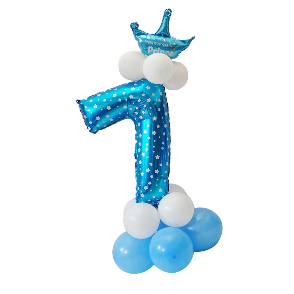 Digital Crown Balloons Column Set Happy Birthday Party Decor Number 1 