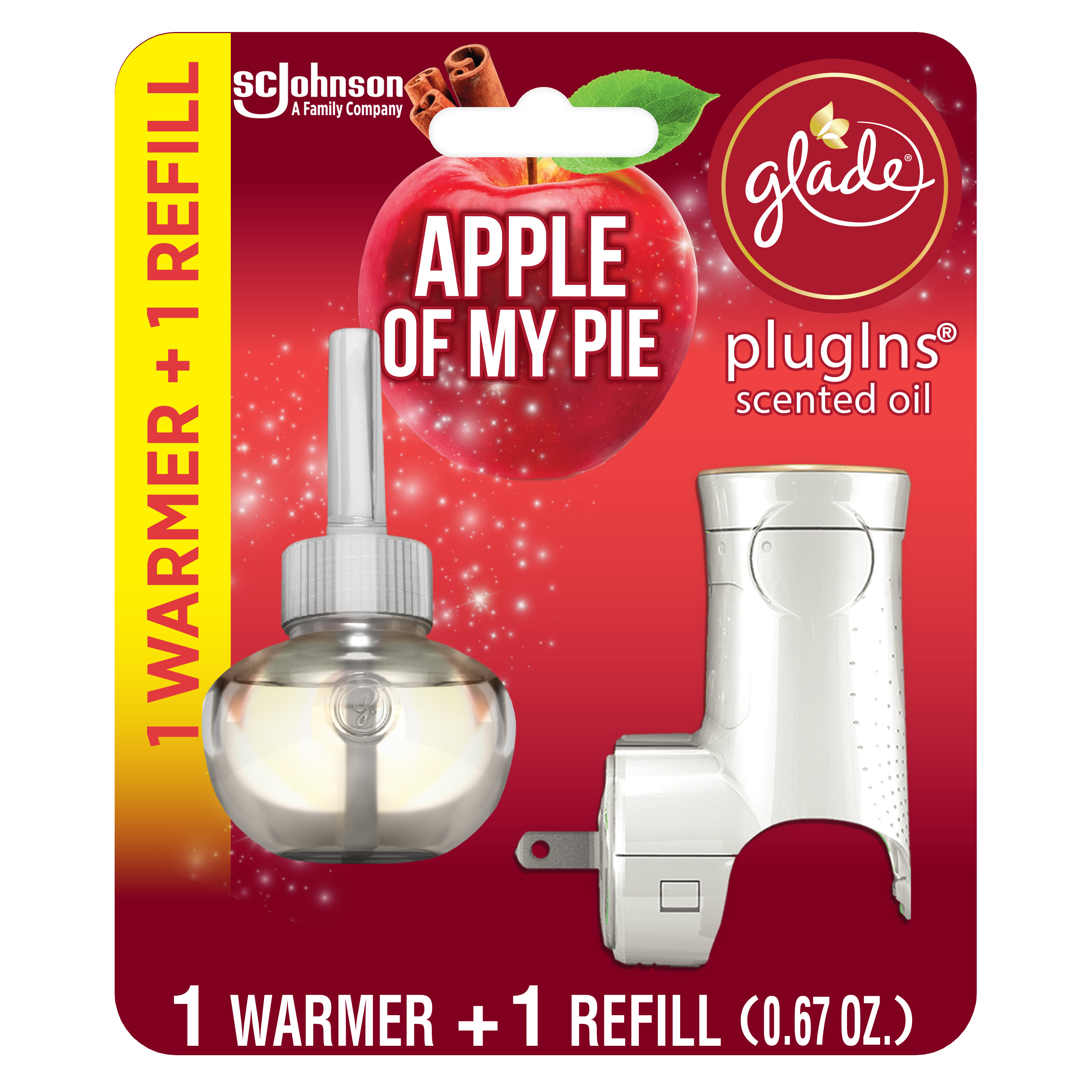 Glade PlugIns 1 Warmer + 1 CT Refill Starter Kit, Apple Of My Pie, 0.67