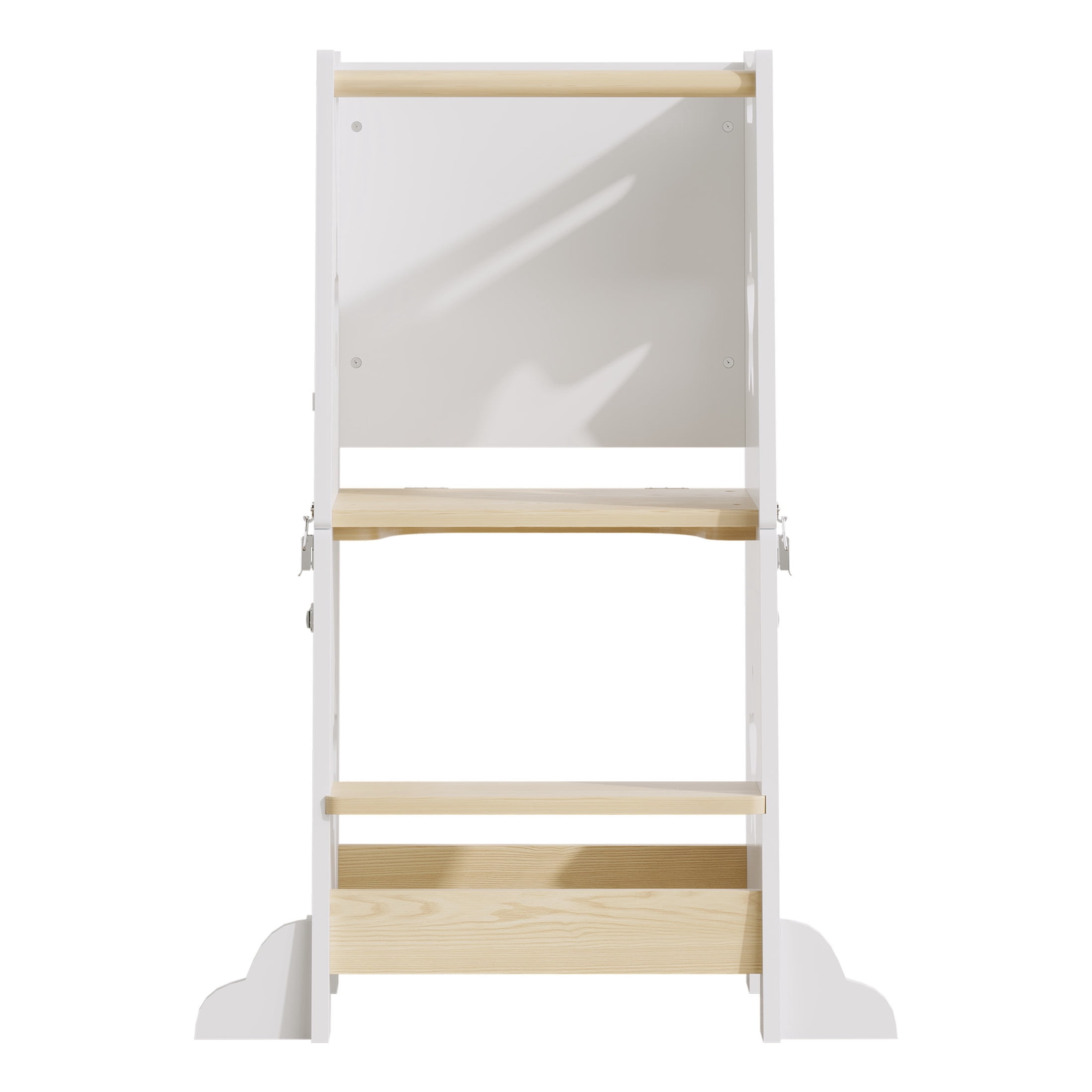 Noble House 3-in-1 Toddler Kitchen Step Stool with Blackboard and Convertible Table & Chair Set, Learning Tower, White