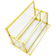 Chris.W Glass Business Card Holder,Modern Gold Metal Office Name Card Display Stand,Professional Business Cards