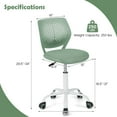 thumbnail image 3 of PetFurnishn Desk Chair for Teen,Kids Armless Swivel Small Cute Low-Back Mesh Office Chair Comfy with Adjustable Height, Lumbar Support,Ergonomic Computer Study Chair in Home Bedroom School(Sage Green, 3 of 10