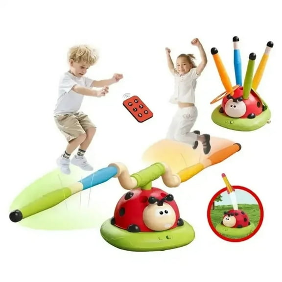 Music Jump Toy 3in1 Sports Toss Rings Game, Stomping Toys for Kids Backyard Toys for Birthday Christmas