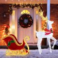 thumbnail image 4 of Costway Lighted Christmas Reindeer & Sleigh Set Light-up Xmas Decorations with 462 LED Lights, 4 of 10
