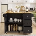 thumbnail image 4 of 52.7" Rolling Kitchen Island with Storage & Drop Leaf, Adjustable Shelf, Spice & Towel Rack for Small Kitchen & Dining Room, Black, 4 of 8