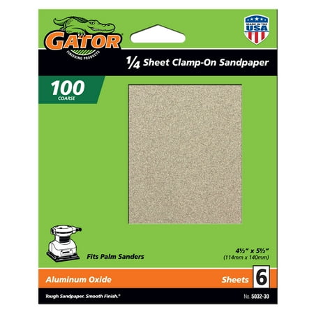 

Gator Clamp-On Aluminum Oxide 1/4 Sandpaper Sheets 100-Grit 6-Pack 5032-30