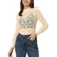 thumbnail image 1 of INSPIRAR CHIC Blusa de Encaje Floral Semitransparente de Manga Larga con Cuello Alto para Mujeres XS Color Albaricoque, 1 of 6