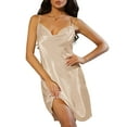 thumbnail image 1 of Gibobby Ropa de dormir para mujer con encaje Día de San Valentín Camisón para mujer Lencería satén Chemise Lencería Sexy camisón completo Slips Sleep Dress Sexy Slip(Oro Rosa,G), 1 of 5
