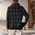 thumbnail image 4 of Busydd Sweaters for Women Striped Fall Sweaters Long Sleeve Turtleneck Sweater Casual Plaid Pullover Sweaters for Women Trendy Loose Knit Sweater for Women, 4 of 4