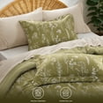 thumbnail image 3 of King Comforter Sets, 3 Pieces Olive Green Bedding Sets, Reversible Flowers Botanical Bed in a Bag, 3 of 8