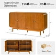 thumbnail image 3 of 4 Doors Modern Curved Sideboard Buffet Cabinet with Storage Adjustable Shelves Cable Management Living Room Acorn, 3 of 7