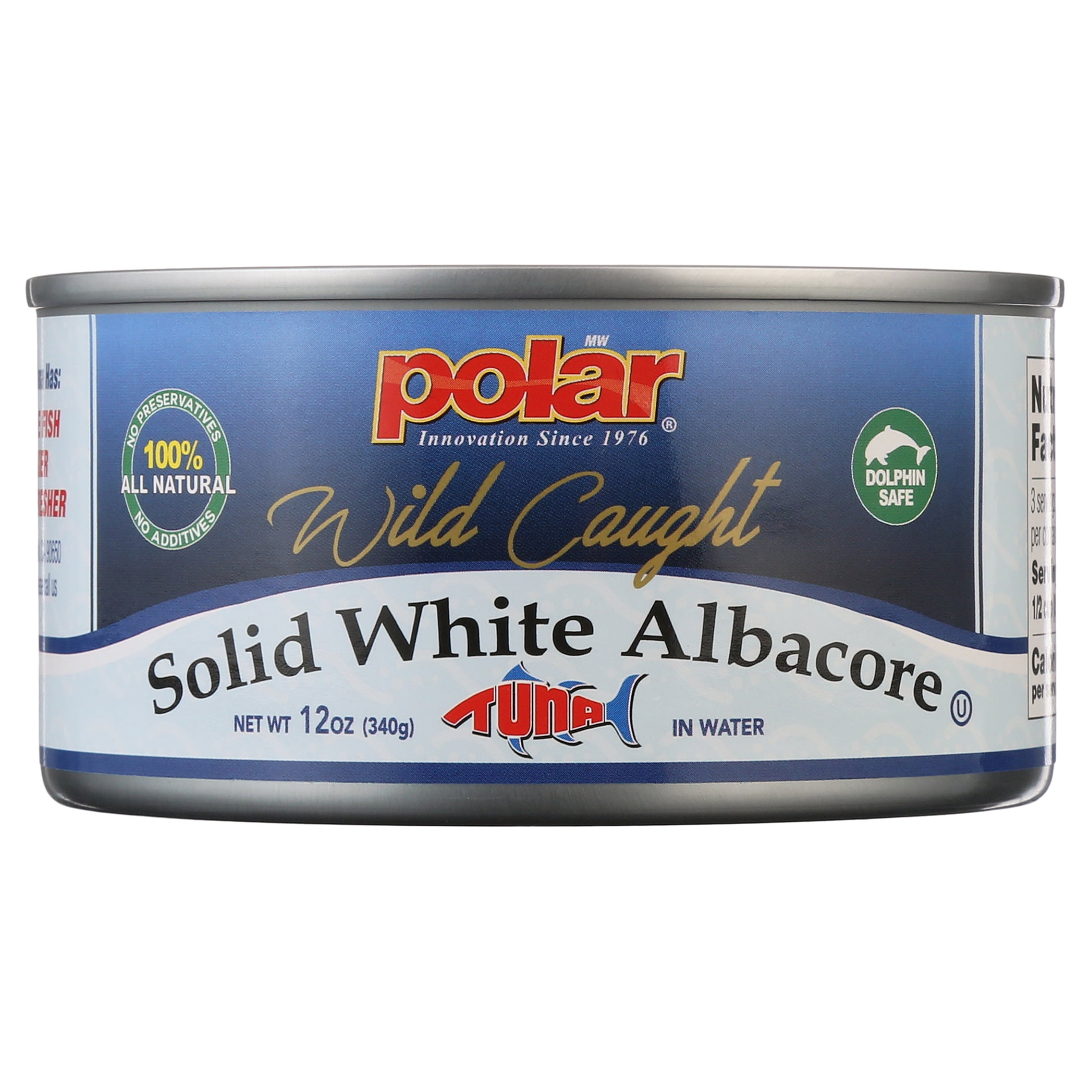 (12 pack) Polar, Solid White Albacore Tuna in Water, Wild-Caught, 12 oz Can, All Natural, Kosher, GMO-Free