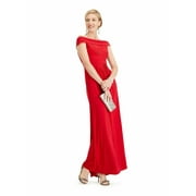 Adrianna Papell Womens Pleated Pintuck Formal Dress, Choose Sz/Color: 14 /Spiced Apple