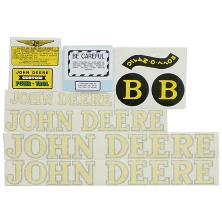 Tractor Decal Set - Complete Decal Set For John Deere B Style 1940-1952 Tractor Vinyl Yellow Letters