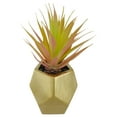 thumbnail image 5 of 8" Green Artificial Sword Grass in a Gold Geometric Pot, 5 of 5