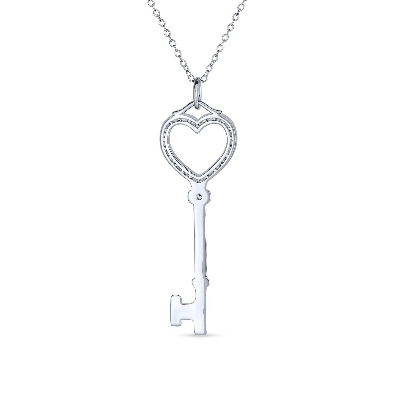Bling Jewelry Womens Sterling Silver Open Heart Key Pendant