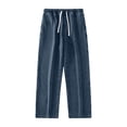 thumbnail image 2 of Men's Denim Jeans Drawstring Elastic Waist Pockets Loose Fit Casual Daily Work Long Trousers, 2 of 6