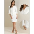 thumbnail image 2 of DARING DIVA 2Pcs Women's Notched Collar Business Pencil Skirt Suit Set XL White, 2 of 6