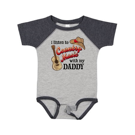 

Inktastic I Listen to Country Music with My Daddy Guitar and Hat Gift Baby Boy or Baby Girl Bodysuit