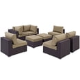 thumbnail image 3 of Modway Convene 8 Piece Outdoor Patio Sectional Set in Espresso Mocha, 3 of 7