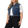 thumbnail image 2 of Agnes Orinda Women's Plus Size Denim Vest Button Down Sleeveless Crop Jean Vests, 2 of 6