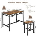 thumbnail image 5 of Counter Height Dining Table Set for 4, Metal Rectangle Bistro Pub Set with MDF Top, Rustic Brown Kitchen Bar Table Set, 5-Piece High Top Breakfast Table & Stools for Apartment Home, 5 of 9