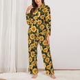 thumbnail image 2 of Honeii Vintage Black Plaid Sunflower print Women's Pajama Sets Long Sleeve Button Down Sleepwear Nightwear Soft Pjs Lounge Sets-Medium, 2 of 7