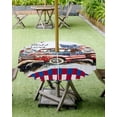 thumbnail image 4 of Fsddascl 4th of July Outdoor Tablecloth - 60 Inch Round Dining Table Cover, Independence Day Truck Red Blue Plaid Waterproof Outdoor Table Cloth with Umbrella Hole & Zipper for Picnic/Patio/Party, 4 of 7