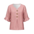 thumbnail image 5 of MuXiKeJi Clothes 3/4 Length Sleeve Womens Tops Cotton Linen Boho Blouses Floral V Neck Shirts Summer Beach Casual Top, 5 of 5