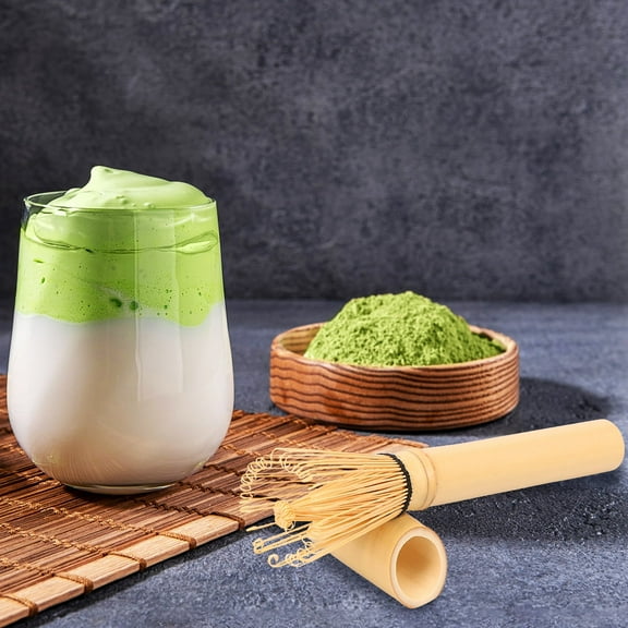 Sutowe Bamboo Matcha Whisk with Long Handle and Bamboo Stand Handcrafted Chasen Whisk Traditional Japanese Chasen for Matcha Preparation