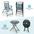 thumbnail image 3 of Gymax 3 Pieces Patio Folding Chair Set w/ 2 Chairs & Glass Round Coffee Table Porch Deck Backyard, 3 of 10