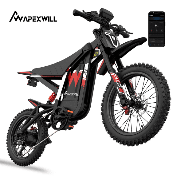 ApexWill Electric Dirt Bike 17"/14", 4000W Peak Motor Max 35 Mph , 48V 22.4Ah Battery, Dual Hydraulic Brakes, All Terrain Motorized Dirt Bikes APP Control with Turn Signal