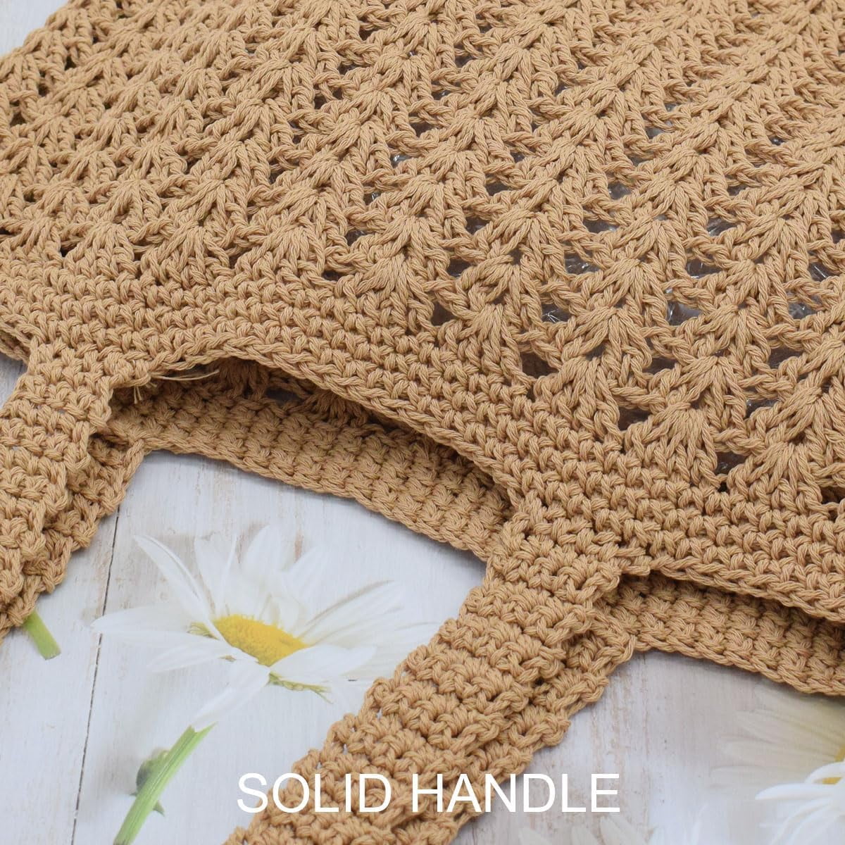 CAILDANL Boho Crochet Summer Handbag Handmade Cotton Rope Knit Shoulder Bags for Women Bohemia Tote for Travel