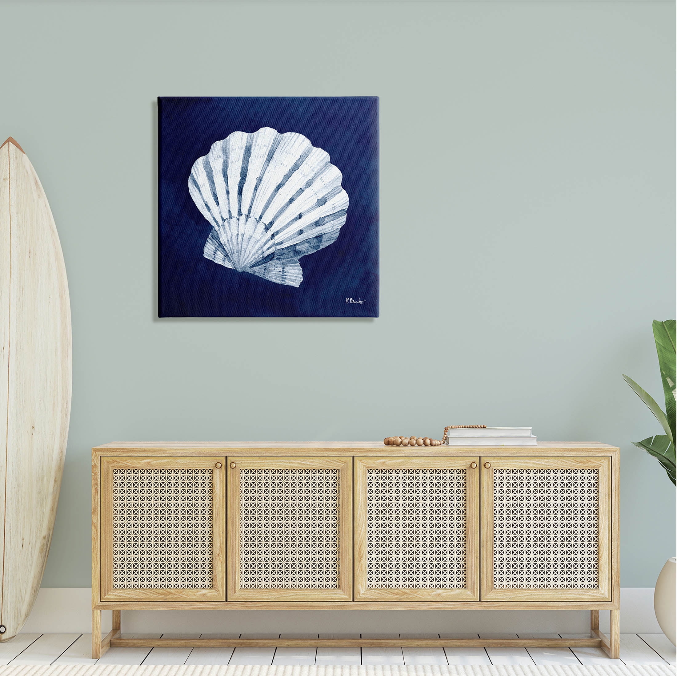 Stupell Industries Cyanotype Shells Traditional Scallop Graphic Art Gallery Wrapped Canvas Print Wall Art, Design by Paul Brent