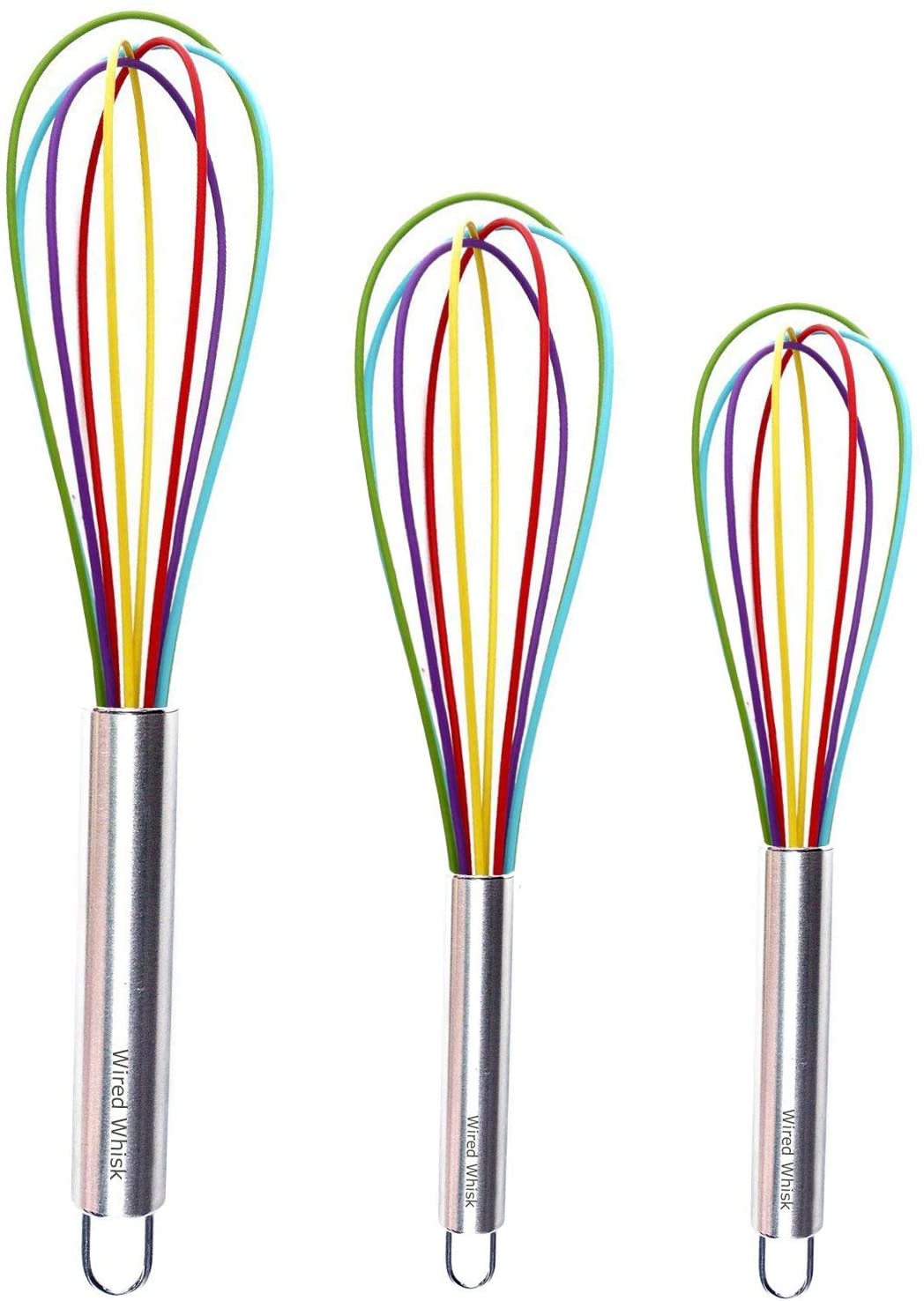 Wired Whisk Silicone Whisk Set of 3 Stainless Steel & Silicone Non