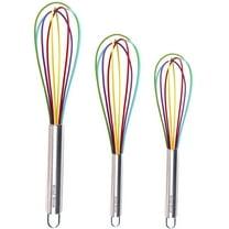 Wired Whisk Silicone Whisk Set of 3 - Stainless Steel & Silicone Non-Stick Coating –Balloon Egg Beater for Blending, Whisking, Beating, Frothing & Stirring (12-inch, 10-inch & 8.5-inch (Rainbow)